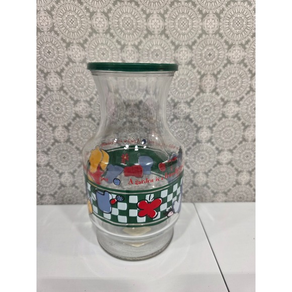 Vintage Anchor Hocking Winnie the Pooh Garden Glass Jar Container with Lid - Picture 3 of 8